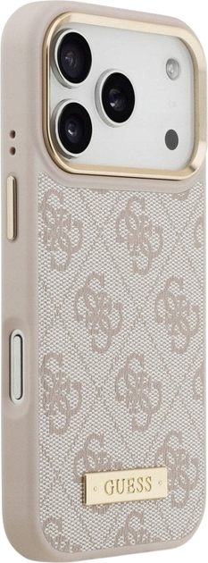 Etui plecki Guess 4G Logo Plate MagSafe do iPhone 17 Pro Pink (3666339489823) - obraz 4