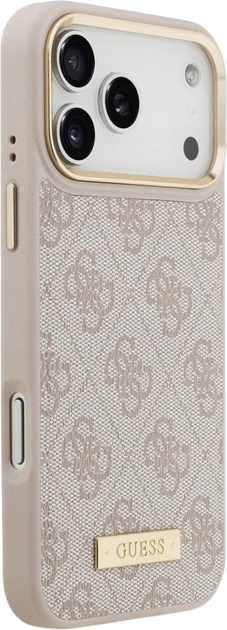 Etui plecki Guess 4G Logo Plate MagSafe do iPhone 17 Pro Max Pink (3666339489830) - obraz 4