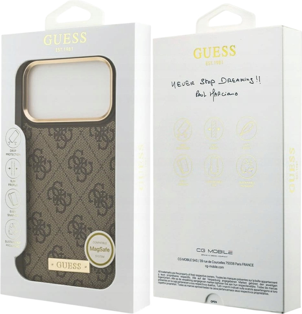 Панель Guess 4G Logo Plate MagSafe для iPhone 17 Pro Max Brown (3666339489793) - зображення 7