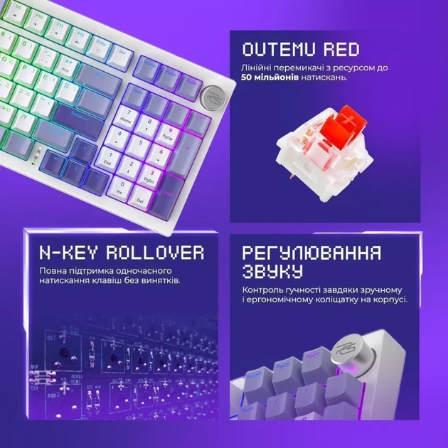 Беспроводная клавиатура Proove Gaming Slicker (Ukraine Layout) white (WKSL00022402) - изображение 6