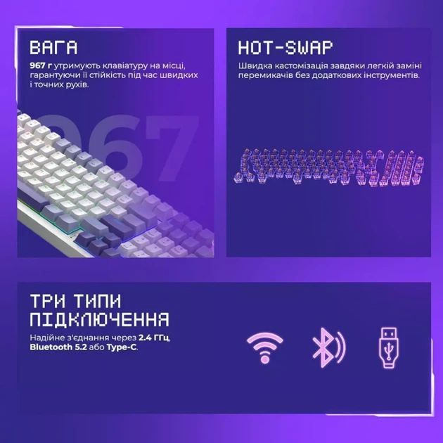 Беспроводная клавиатура Proove Gaming Slicker (Ukraine Layout) white (WKSL00022402) - изображение 8