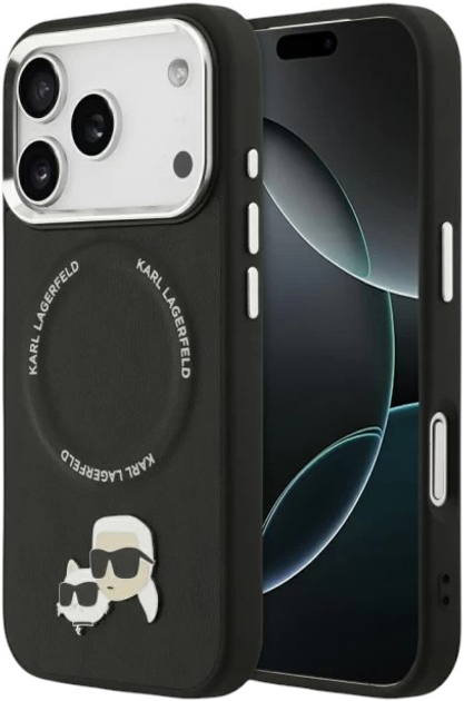 Панель Karl Lagerfeld Karl & Choupette Pin MagSafe do Apple iPhone 17 Pro Black (3666339494995) - зображення 1