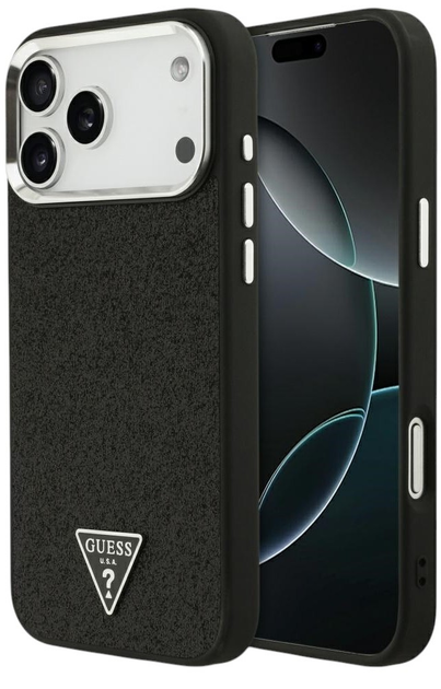 Панель Guess Glitter Triangle Logo MagSafe для iPhone 17 Pro Black - зображення 1
