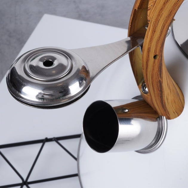 Czajnik Orion Wooden z gwizdkiem stalowy Biały 3 l (8592381162658) - obraz 10