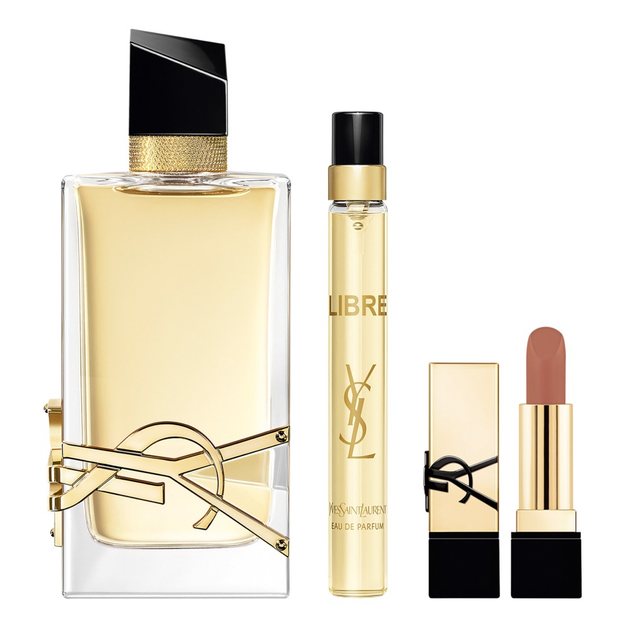 Набір для жінок Yves Saint Laurent Libre Парфумована вода 90 мл + Мініатюра Парфумована вода 10 мл + Помада Rouge Pur Couture Nu Muse 1.3 г (3614274638301) - зображення 3