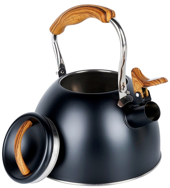 Czajnik Vilde z gwizdkiem stalowy Czarny 2.5 l (5904316479183) - obraz 2