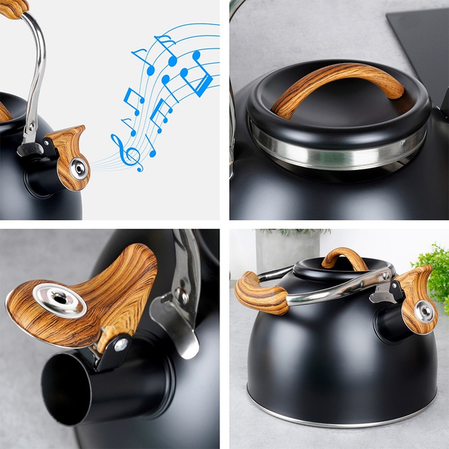 Czajnik Vilde z gwizdkiem stalowy Czarny 2.5 l (5904316479183) - obraz 8