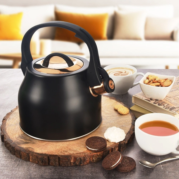 Czajnik Orion z gwizdkiem stalowy Czarno-złoty 3 l (8592381191573) - obraz 7