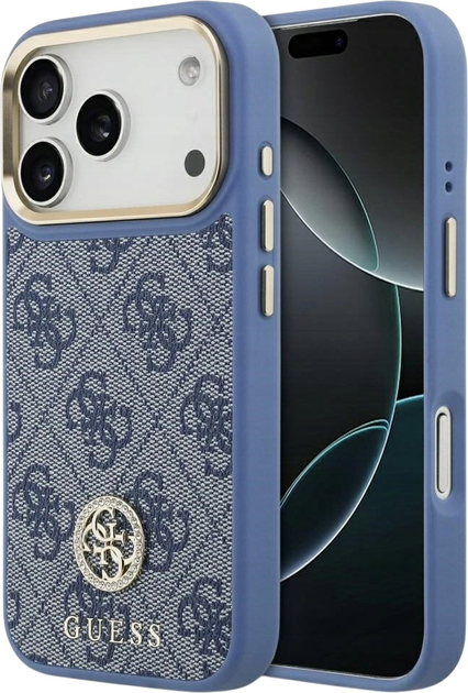 Панель Guess 4G Strass Logo MagSafe для iPhone 17 Pro Blue (3666339529444) - зображення 1