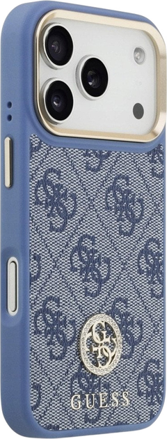 Панель Guess 4G Strass Logo MagSafe для iPhone 17 Pro Blue (3666339529444) - зображення 4