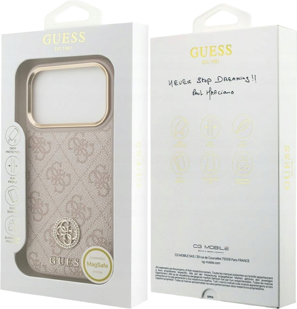 Панель Guess 4G Strass Logo MagSafe для iPhone 17 Pro Pink (3666339529604) - зображення 8