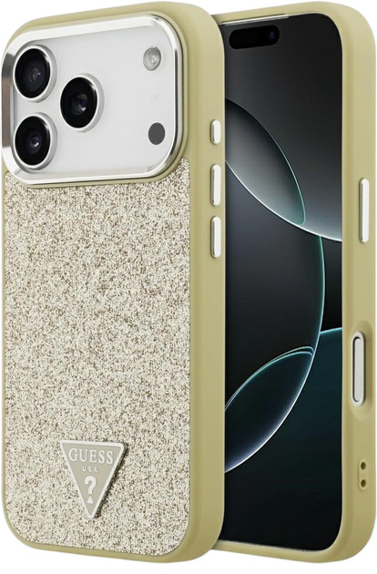 Etui Guess Glitter Triangle Logo MagSafe do iPhone 17 Pro Złoty - obraz 1
