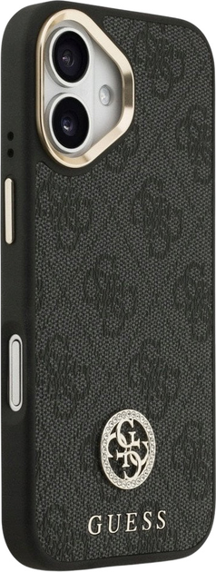 Панель Guess 4G Strass Logo & Big Strap Metal Buttons MagSafe для iPhone 17 Black (3666339550806) - зображення 4