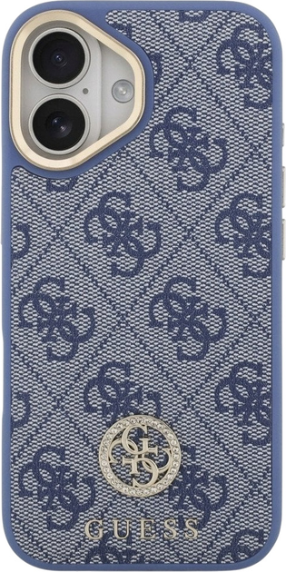 Панель Guess 4G Strass Logo & Big Strap Metal Buttons MagSafe для iPhone 17 Blue (3666339551254) - зображення 3