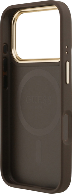 Панель Guess 4G Strass Logo & Big Strap Metal Buttons MagSafe для iPhone 17 Pro Brown (3666339550974) - зображення 7