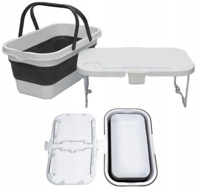 Кошик для пікніку Platinet PCP16WG складаний столик з ручками 16 л Білий (5907595459044) - зображення 3
