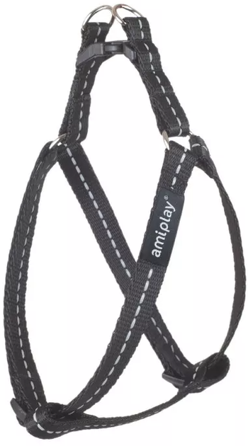 Шлея регульована для собак Amiplay Reflective M 30-55 см Чорна (5907563215856) - зображення 1