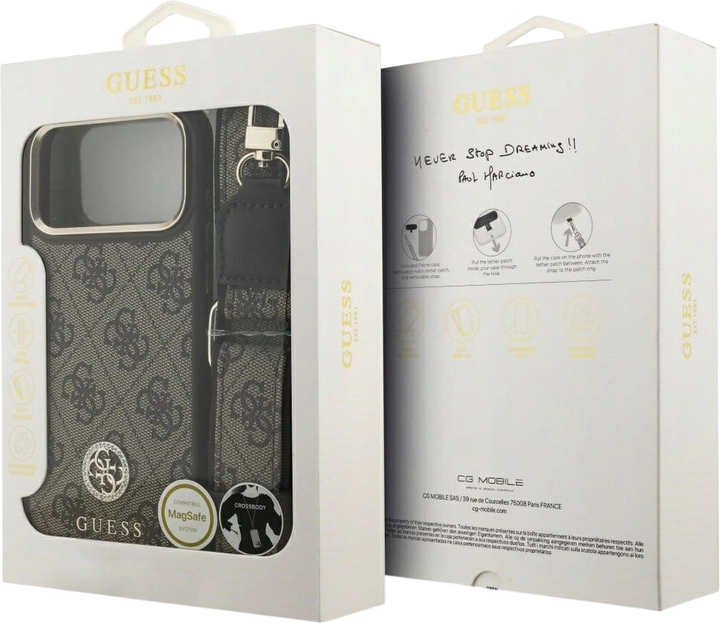 Панель Guess 4G Strass Logo & Big Strap Metal Buttons MagSafe для iPhone 17 Pro Max Brown (3666339550981) - зображення 9