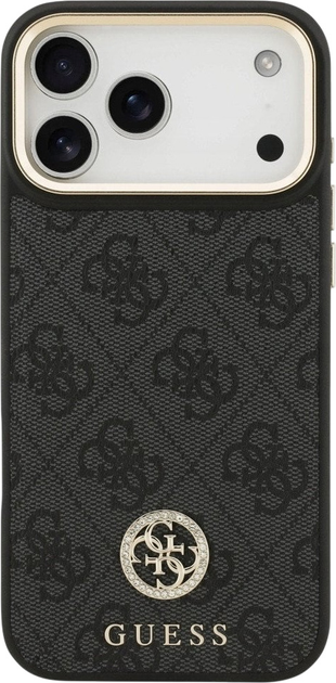 Панель Guess 4G Strass Logo & Big Strap Metal Buttons MagSafe для iPhone 17 Pro Max Black (3666339550837) - зображення 3