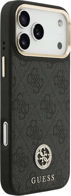 Панель Guess 4G Strass Logo & Big Strap Metal Buttons MagSafe для iPhone 17 Pro Max Black (3666339550837) - зображення 4