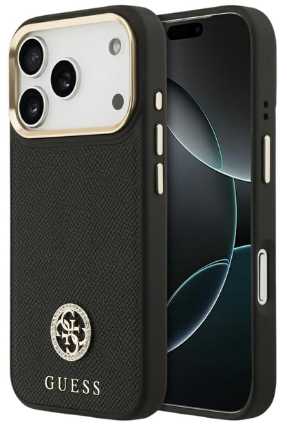 Панель Guess Grained Strass Logo MagSafe для iPhone 17 Black - зображення 1