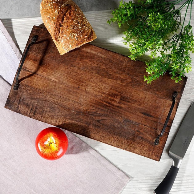 Taca do serwowania Vilde drewniana z uchwytami 40.5 x 5.5 x 21.5 cm (8719987847523) - obraz 8