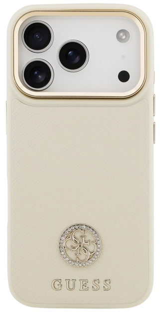 Панель Guess Grained Strass Logo MagSafe для iPhone 17 Pro Beige - зображення 2