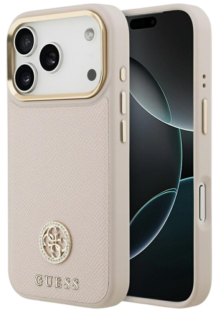 Панель Guess Grained Strass Logo MagSafe для iPhone 17 Pro Pink - зображення 1