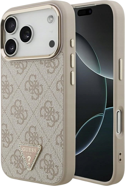 Панель Guess 4G Triangle Logo MagSafe для iPhone 17 Pro Pink/Gold (3666339521455) - зображення 1