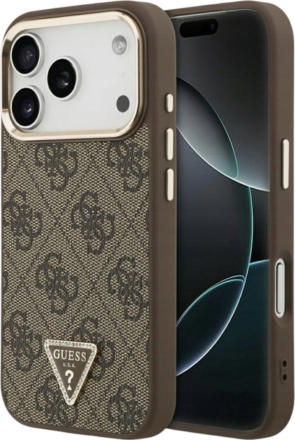 Панель Guess 4G Triangle Logo MagSafe для iPhone 17 Pro Brown/Gold (3666339521134) - зображення 1