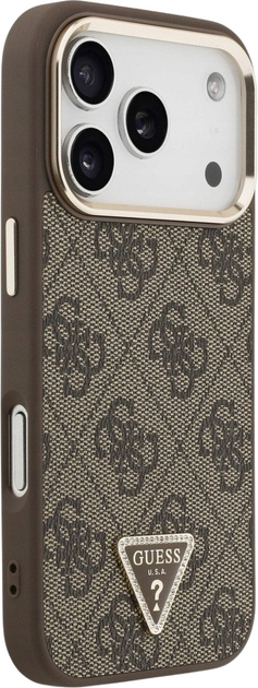 Панель Guess 4G Triangle Logo MagSafe для iPhone 17 Pro Brown/Gold (3666339521134) - зображення 4