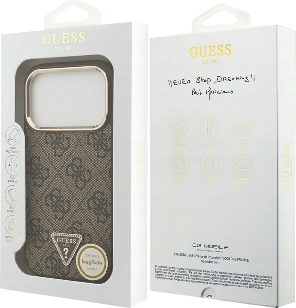 Панель Guess 4G Triangle Logo MagSafe для iPhone 17 Pro Brown/Gold (3666339521134) - зображення 8