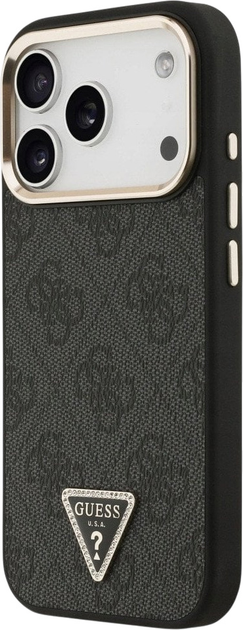 Etui plecki Guess 4G Triangle Logo MagSafe do iPhone 17 Pro Black/Gold (3666339520977) - obraz 2