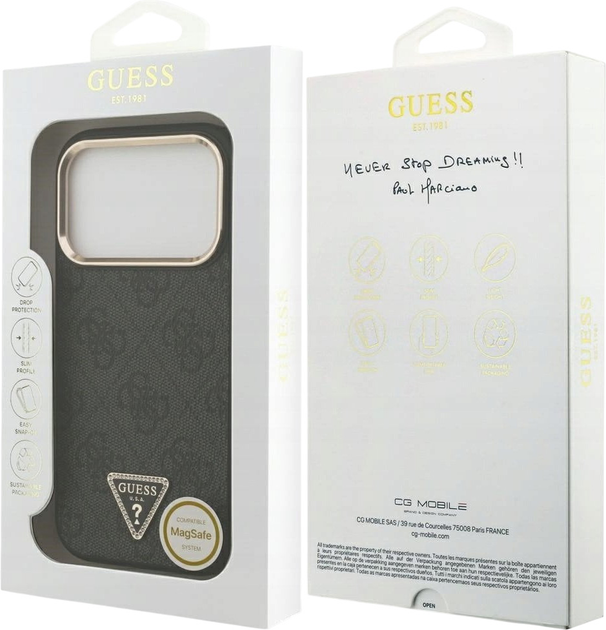 Etui plecki Guess 4G Triangle Logo MagSafe do iPhone 17 Pro Black/Gold (3666339520977) - obraz 8