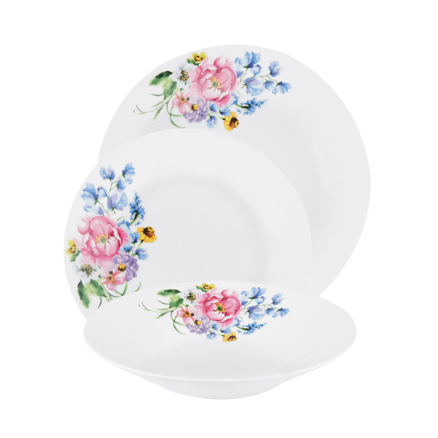 Serwis obiadowy Domotti Fiorella dla 6 osob Biały 18-elementowy (5908283215225) - obraz 1