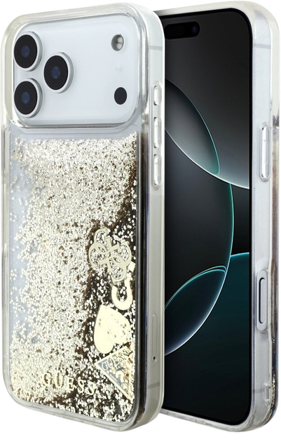 Панель Guess Liq. Glitter 4 Charms дляiPhone 17 Pro Gold - зображення 1