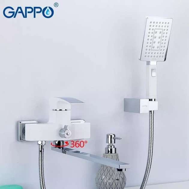 Змішувач для ванни GAPPO G2207-7, білий/хром - Фото 2 Змішувач для ванни GAPPO G2207-7, білий/хром - зображення 2