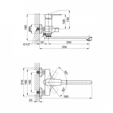 Змішувач для ванни SLAT SLT-C006W, білий - изображение 2
