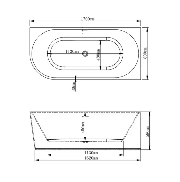 Ванна VBI NORDEND RIGHT 170 x 80 угловая - изображение 2