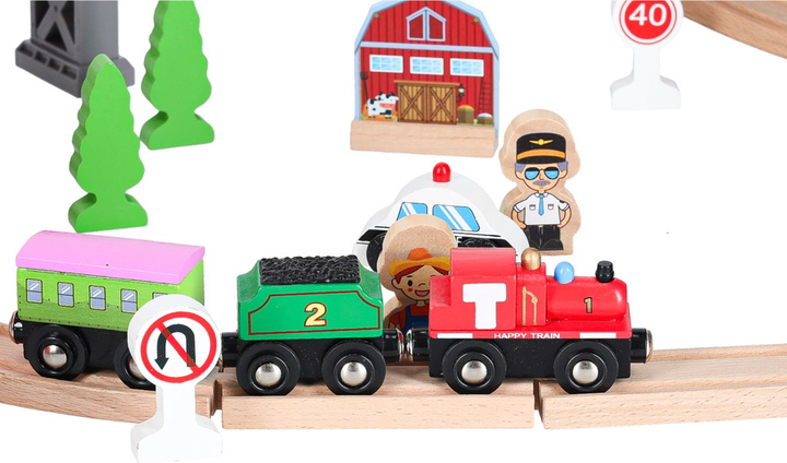 Kolejka drewniana - tor samochodowy KIK 70 elementów KX6488 (5903039705944) - obraz 8