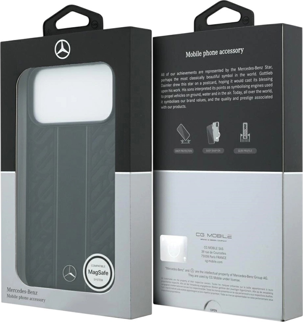 Панель Mercedes Leather Laurel Leaves Stripes MagSafe для iPhone 17 Pro Max Black (3666339506254) - зображення 8