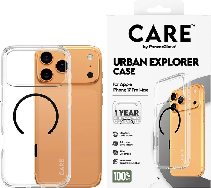 Etui CARE by PanzerGlass Flagship Urban Explorer w. Black MagSafe do Apple iPhone 17 Pro Max Transparent (CR99532) - obraz 3