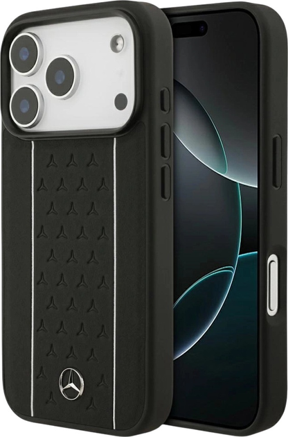 Панель Mercedes Leather Star Pattern Stripes MagSafe для iPhone 17 Pro Black (3666339508333) - зображення 1