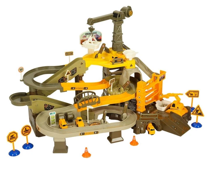 Автомобільний трек KIK багатоповерхова електрична будівельна парковка машинки кран KX3577 (5903039753358) - зображення 2