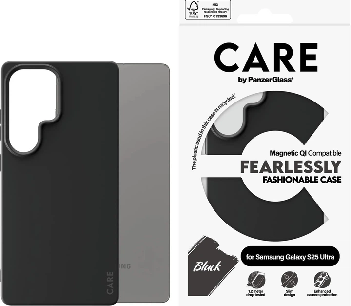 Etui plecki CARE by PanzerGlass Fashionable Case Black w. QI Compatible do Samsung Galaxy S25 Ultra (CRRFBQIG38488) - obraz 3