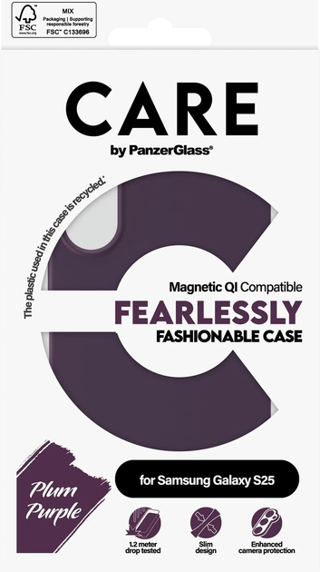 Панель CARE by PanzerGlass Fashionable Case Plum Purple w. QI Compatible для Samsung Galaxy S25 (CRRFCTQG38388) - зображення 4