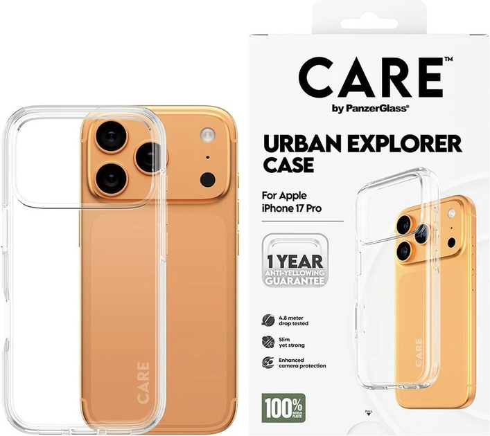 Etui CARE by PanzerGlass Flagship Urban Explorer w. Clear Frame do Apple iPhone 17 Pro Transparent (CR52342) - obraz 3