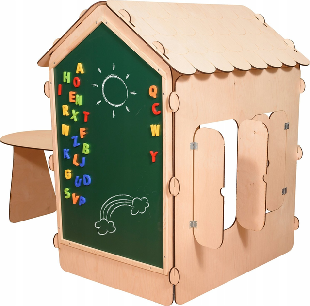 Садовий будиночок Ikonka дерев'яний столик, крейдяна дошка, 86 x 137 x 105 см (5905325439151) - зображення 6