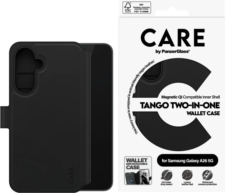 Etui z klapką CARE by PanzerGlass Tango 2-in-1 Wallet Case do Samsung Galaxy A26 Black (CRRFTWLG38541) - obraz 4