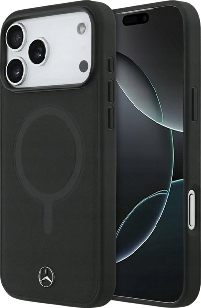 Панель Mercedes Plain Smooth Leather MagSafe для iPhone 17 Pro Max Black (3666339568511) - зображення 1